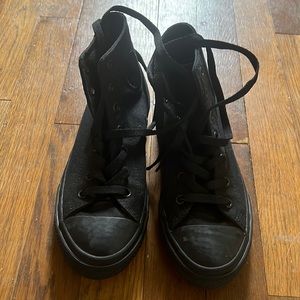 Converse - All Black High Tops - Equivalent to Women's Size 5